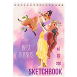 Скетчбук А5 20л., "Лиса", 200г/м2, Миленд, гребень, мелованная обложка, матовая ламинация, жёсткая подложка,