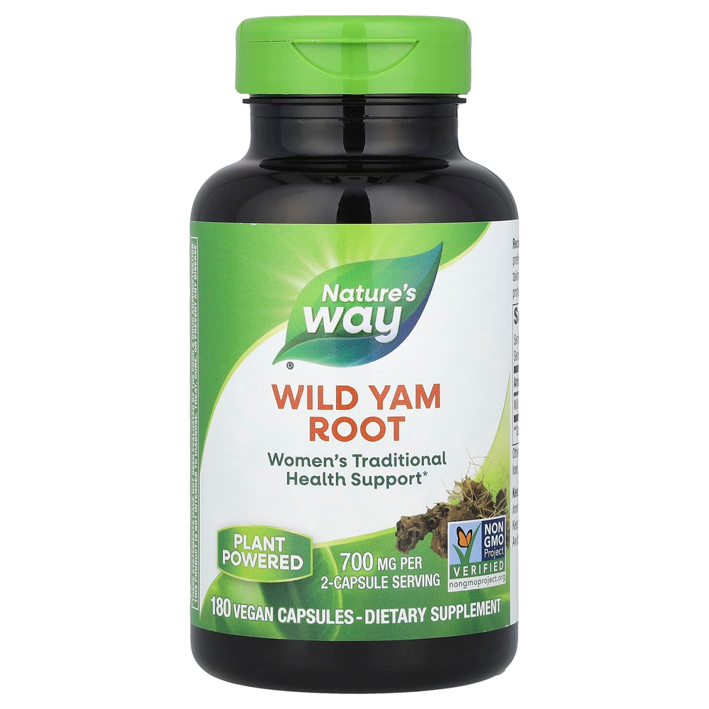 Nature's Way, корень дикого ямса, 180 веганских капсул (350 мг в 1 капсуле)