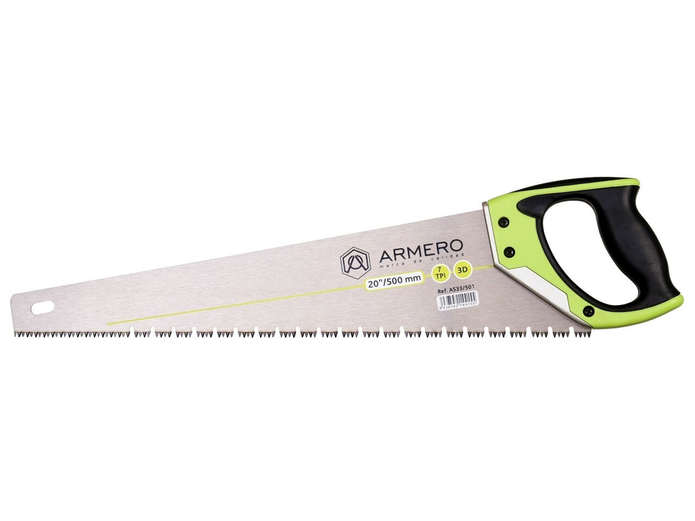 Ножовка по дереву A533/501, 500мм, 3d, средний зуб