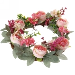 Цветы искусственные венок «Нежная роза» 42см