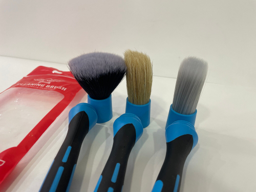 D-04 / Профессиональный набор (черно - синяя ручка) кистей для детализации автомобиля 3-в-1 (комплект)