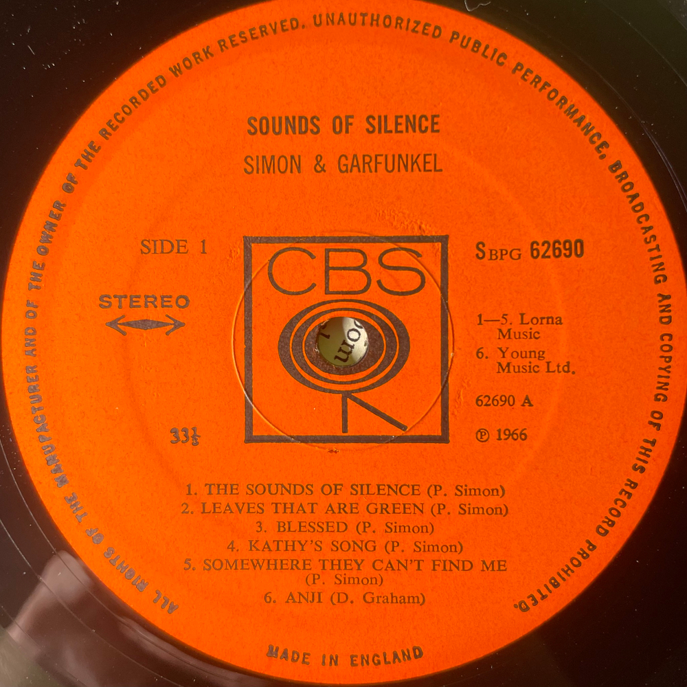 Simon & Garfunkel ‎– Sounds Of Silence (Англия 1966г.)
