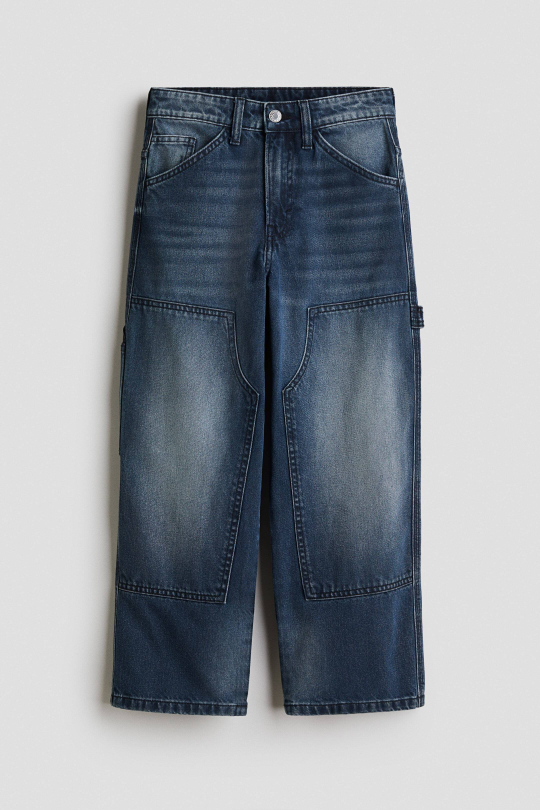 H&M Джинсы Baggy Fit Carpenter, темно-синий