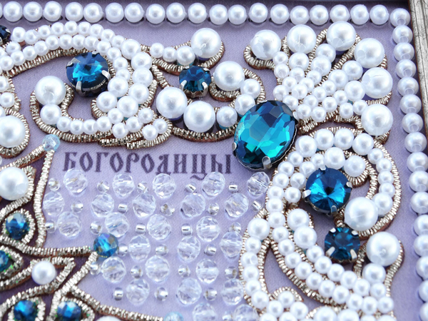 ЖС-10-СЛ Набор для вышивания хрустальными камнями Покров Прсв Богородицы (лазурный)