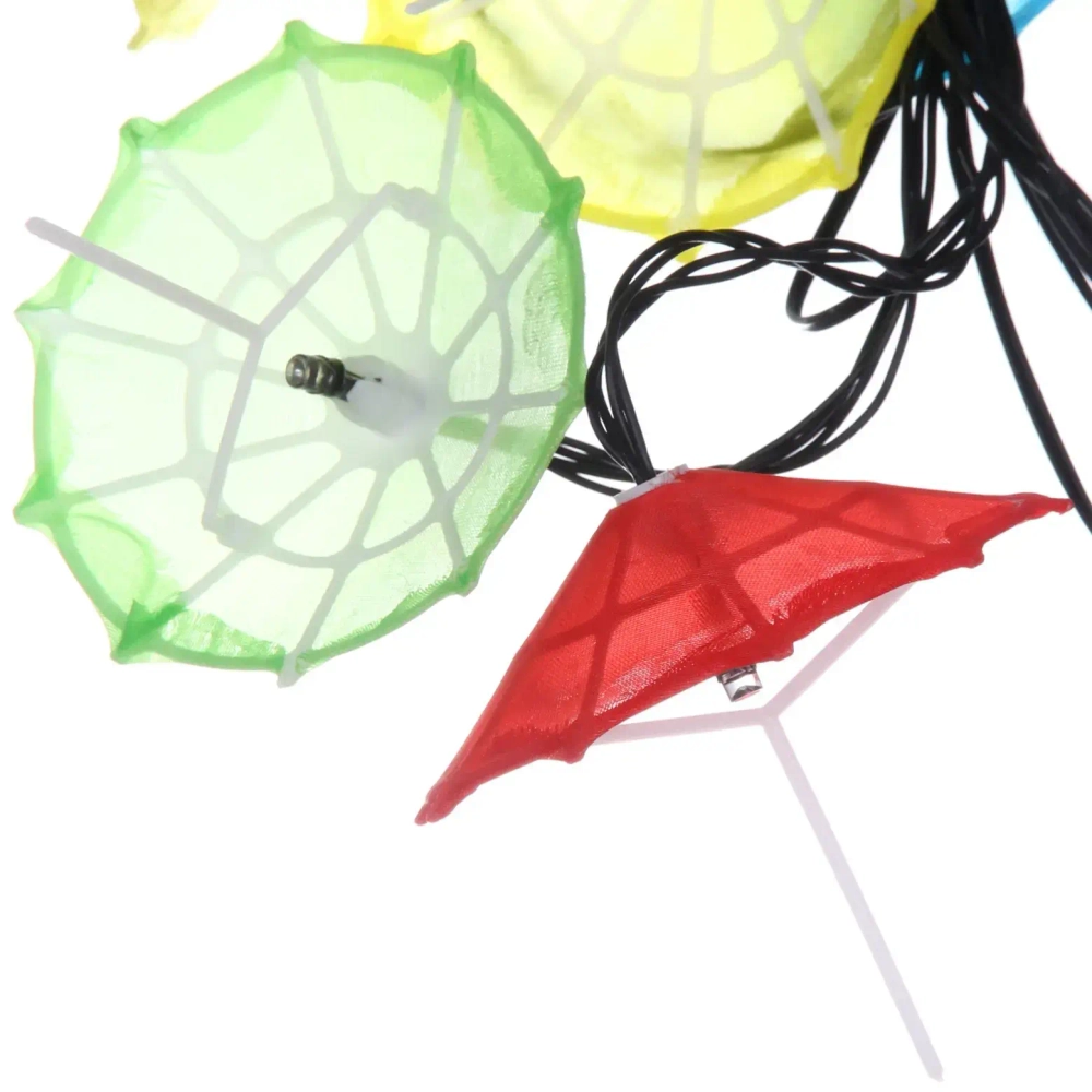 Гирлянда для улицы «Яркий зонтик» 3.8 м 10 ламп LED (8*7 см) чёрн.пров, 2 реж.,IP-54, Белый (солнечная батарея)