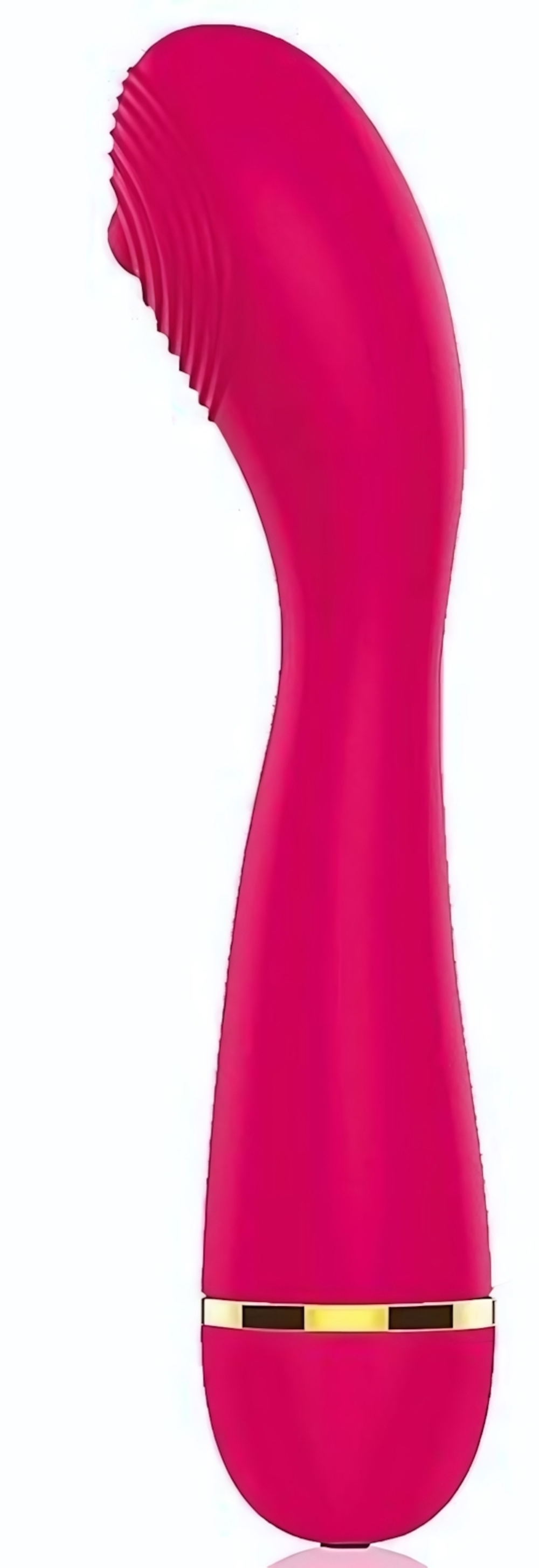 Малиновый изогнутый ребристый вибромассажер с 20 режимами вибрации - 16 см. (Цвет: малиновый)