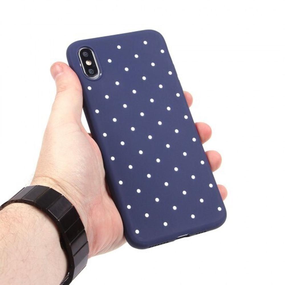 Чехол ТПУ в горошек для iPhone XS Max, 011374 Синий