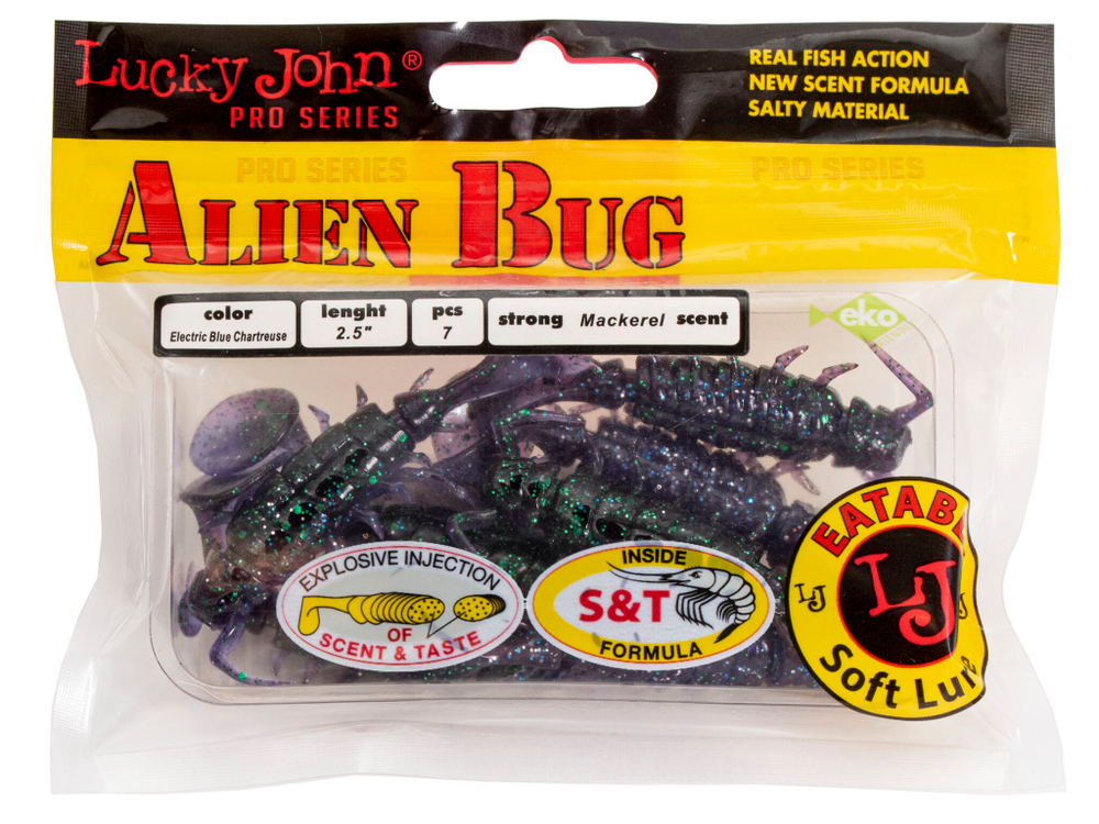 Виброхвосты съедобные искусственные LJ Pro Series ALIEN BUG 2,5in (06,35)/T52 7шт.