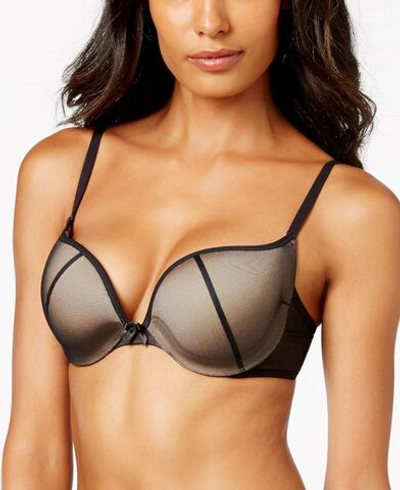 Черный бюстгальтер пуш-ап с сеткой поверх чашек (Размер: 80C) (Цвет: черный)