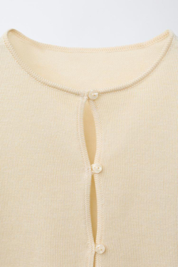 ZARA ТРИКОТАЖНЫЙ КАРДИГАН ИЗ СТРУЯЩЕЙСЯ ТКАНИ С ШЕЛКОМ, ВАНИЛЬНЫЙ