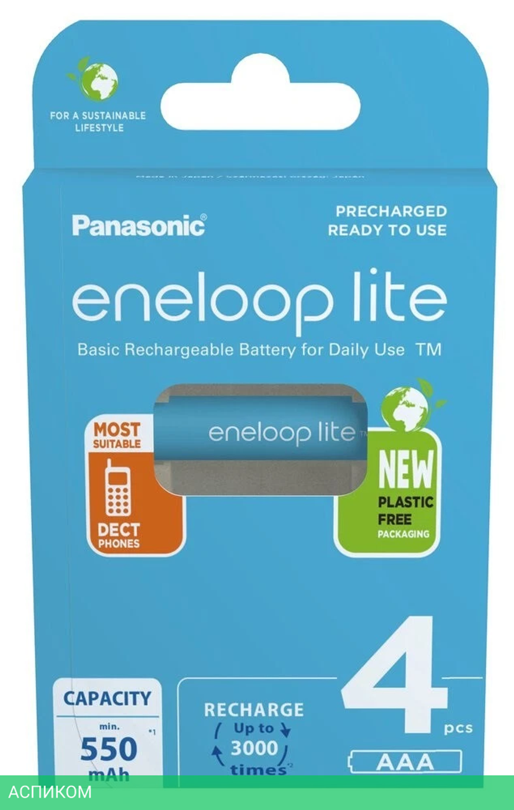 Аккумулятор Panasonic Eneloop Lite AAA 550mAh BL4 (BK-4LCCE/4CP)