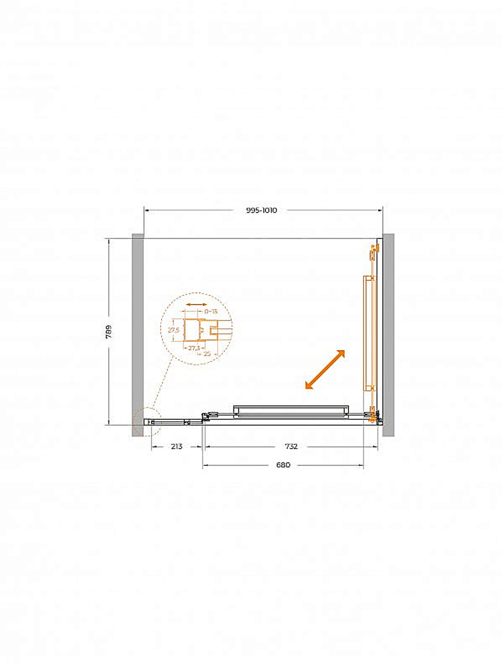 Душевая дверь Cezares LUX 100 B-FS-11-100-C-CR стекло прозрачное/профиль хром