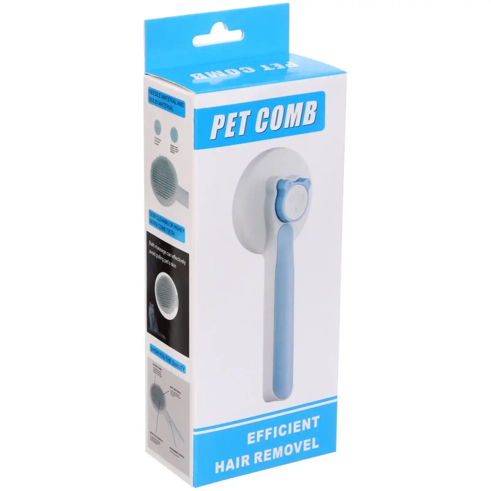 Расческа - пуходерка с кнопкой самоочистки «ПРЕМИУМ - МОЙ БРО», цвет пудровый, 7.5*19см (коробка)