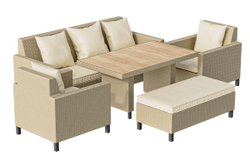 Комплект плетеной мебели MOKKA BELLA большой, соломенный