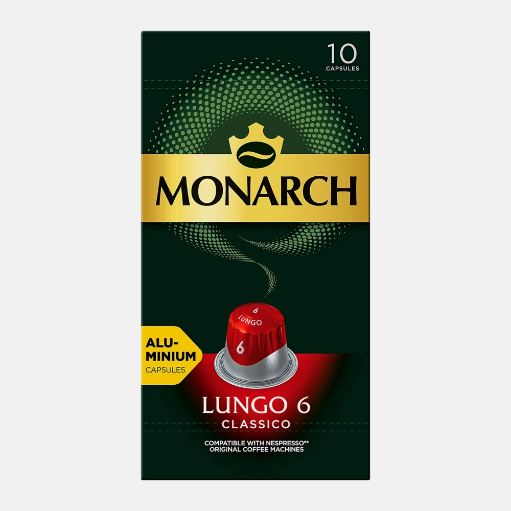 Кофе молотый Monarch Lungo 6 Intenso Classico натуральный 10 капсул 52г
