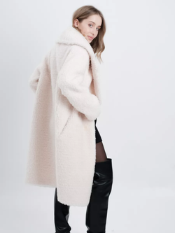 Шуба из овечьей шерсти, жемчужная, SilverFox