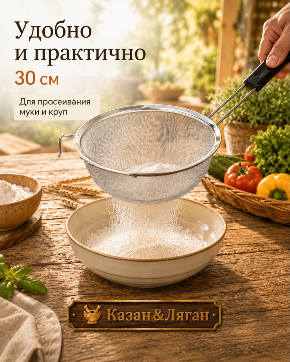 Сито Узбечка 30 см пластиковая ручка