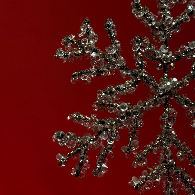 Украшение подвесное Снежинка со стразами (металл), 16х16см, шампань