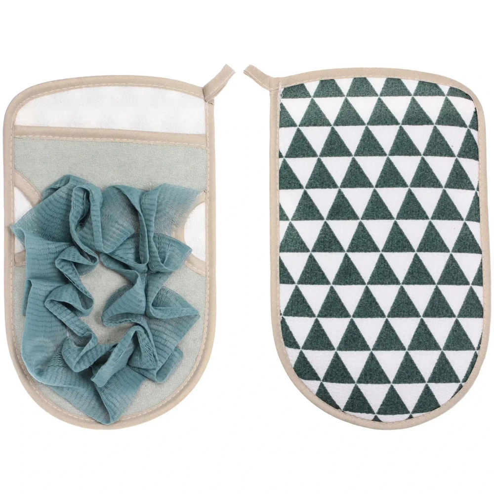 Мочалка - варежка с нейлоном «Premium - Paradise», цвет серый / синий, 22*14см (ZIP пакет)