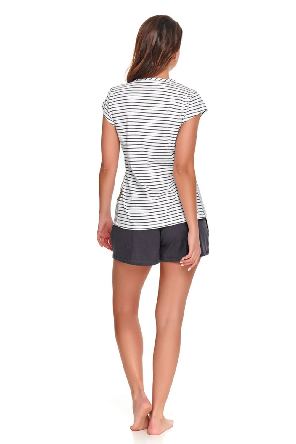 Женская пижама с однотонными короткими шортиками (Размер: M) (Цвет: белый с серым)