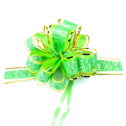 Бант-шар 3,95 см, органза с рисунком, зеленый
