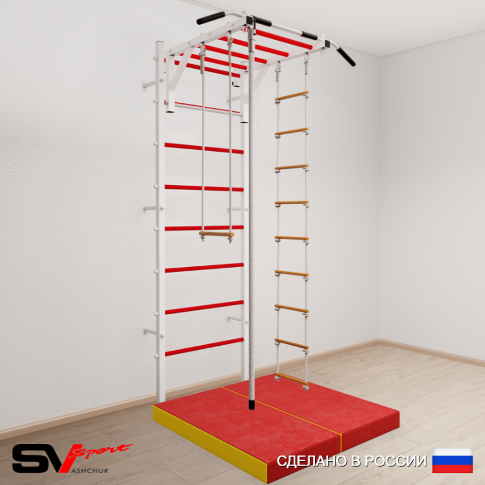 Шведская стенка Sv Sport 5364 (Турник рукоход/Канат/Лестница/Трапеция/Мат 1м)