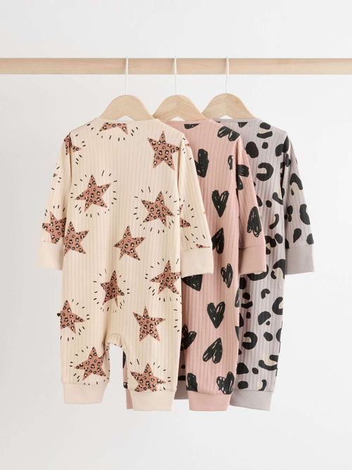 Комбинезон / Cлип для малышей Next B88-466, 3 шт., Бежевый, Светло-розовый, Серый