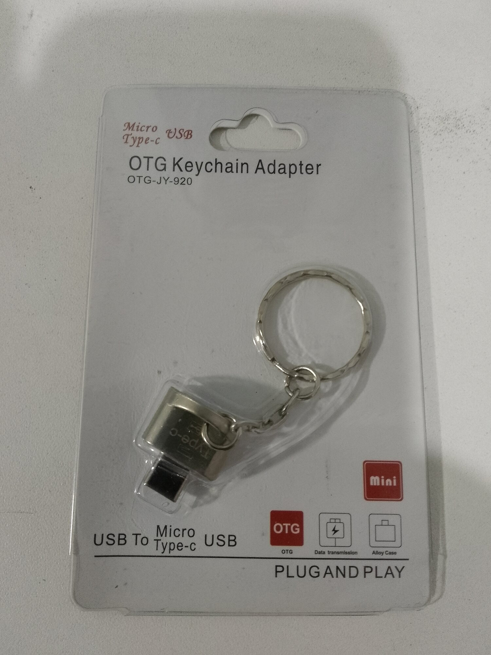 OTG переходник Type-C(AM)/USB(AF) JY-920 , metal брелок серебро