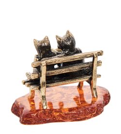 Народные промыслы AM-1054 Фигурка «Коты Пара с котятами» (латунь, янтарь)