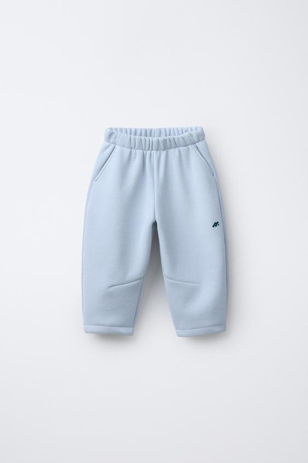 ZARA БРЮКИ BAGGY С ФЛИСОВОЙ ПОДКЛАДКОЙ И ЛОГОТИПОМ, СИНИЙ