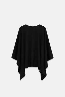 ZARA НАКИДКА АСИММЕТРИЧНОГО КРОЯ В РУБЧИК, ЧЕРНЫЙ