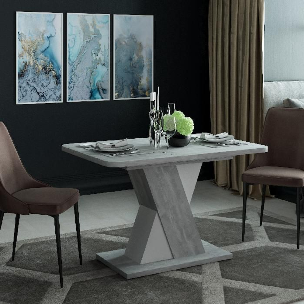 Стол раскладной Bruno (120+40) цемент светлый/белый бриллиант