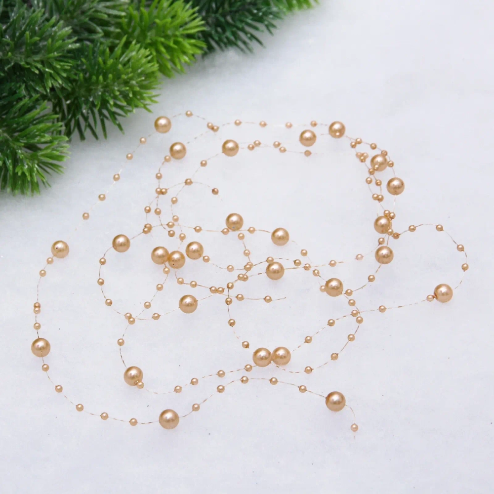 Бусы на ёлку 2м «Роса» d-7,5мм, Шампань