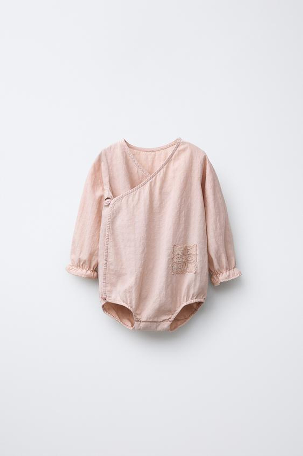 ZARA КОМБИНЕЗОН С КРУЖЕВОМ И ВЫШИВКОЙ, ПУДРОВО-РОЗОВЫЙ