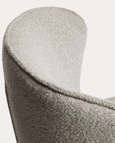 Поворотное кресло Sorile из бежевой синели и черной стали