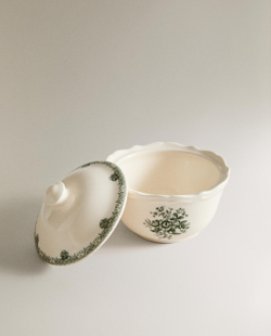 Zara Home сахарница из фаянса, цвет тёмно-зелёный, 10.5 см