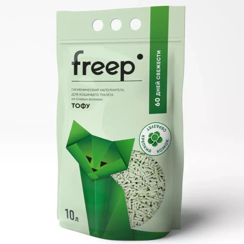 Наполнитель Freep тофу для кошачьего туалета, зеленый чай, 10 л