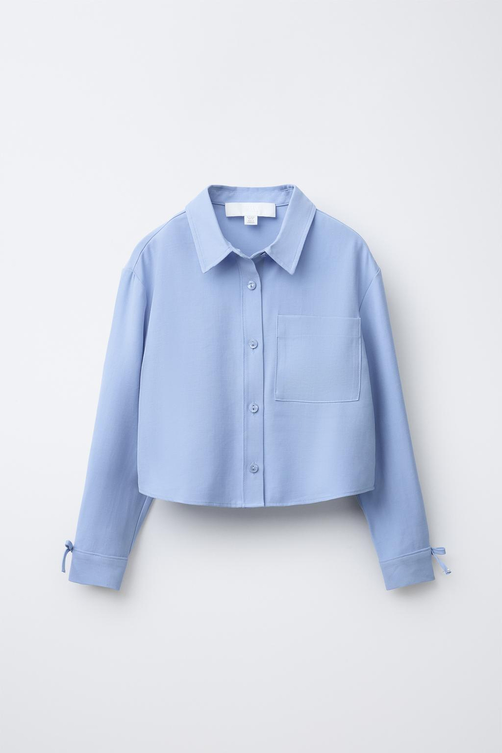 ZARA РУБАШКА СТРУЯЩЕГОСЯ КРОЯ С БАНТАМИ, СИНИЙ