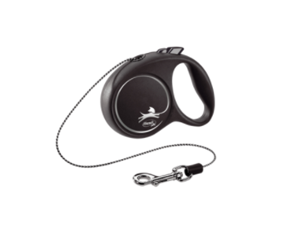 Поводок-рулетка FLEXI &quot;Black Design XS&quot; 3 м до 8 кг трос черный/серебро