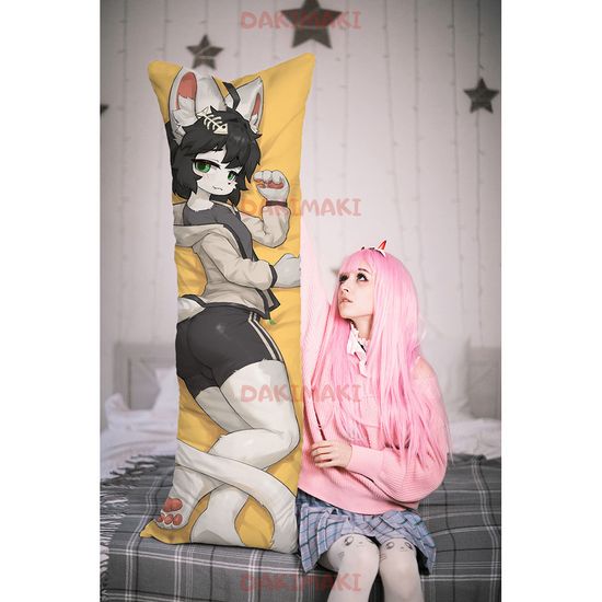 Дакимакура фурри Белый кот арт. 1205