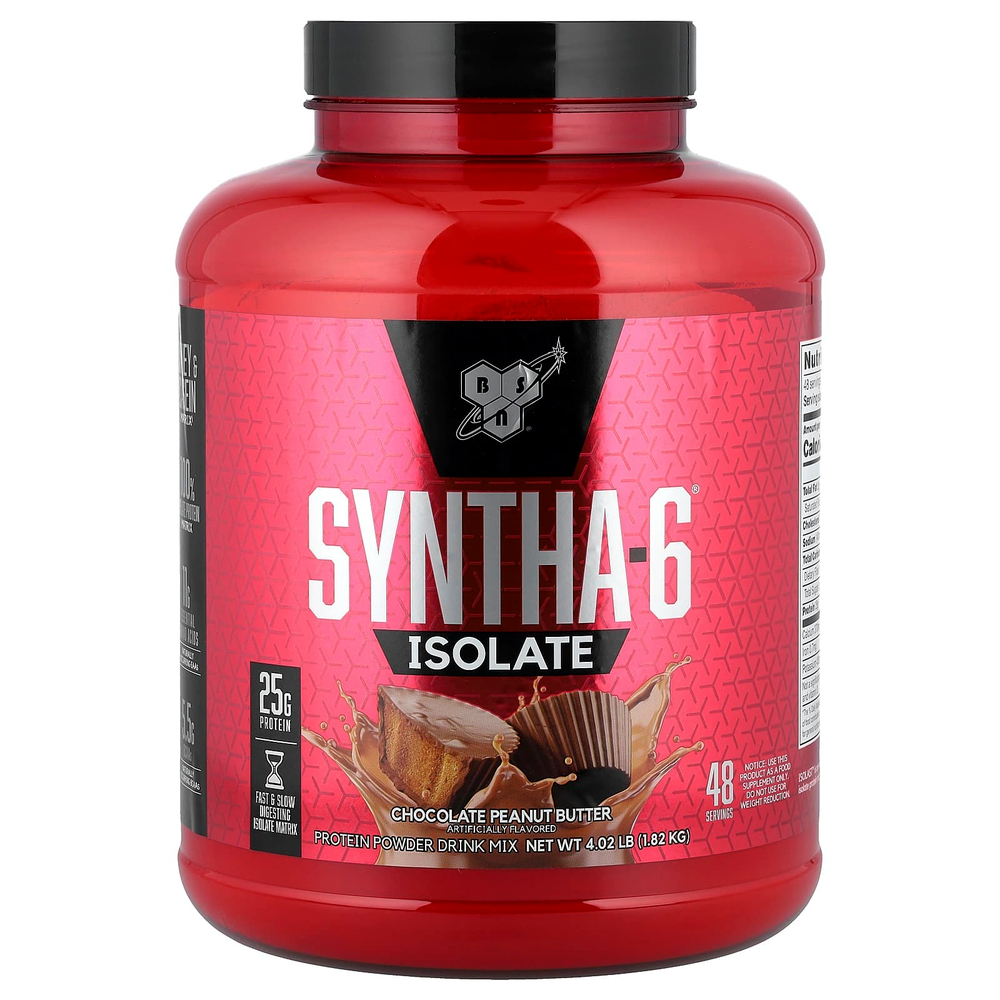 BSN, Syntha-6®, изолят, протеиновая смесь для приготовления напитка, шоколад и арахисовое масло, 1,82 кг (4,02 фунта)