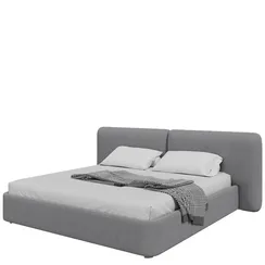 Кровать двуспальная Hub Soft 200 см (светло-серый, твид)