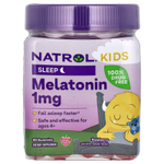 Natrol, Kids, жевательная добавка с мелатонином, для детей от 4 лет, с малиновым вкусом, 1 мг, 90 жевательных таблеток