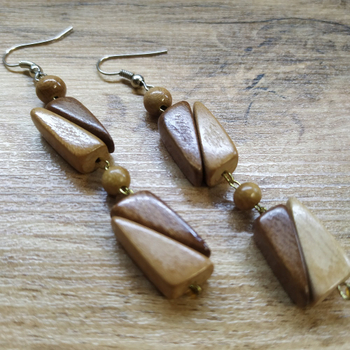 Серьги Клинышки, дерево, цвет коричневый