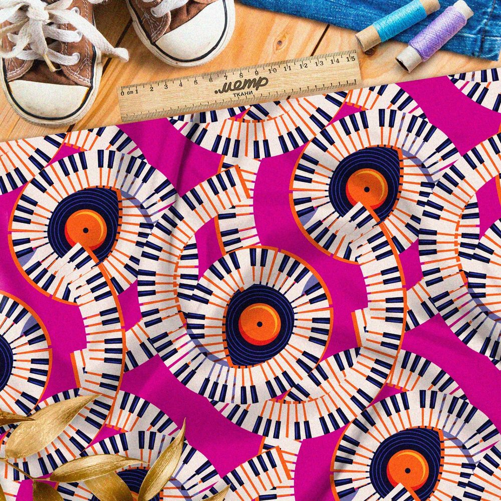 Ткань оксфорд 600 узор из рояльных клавиш