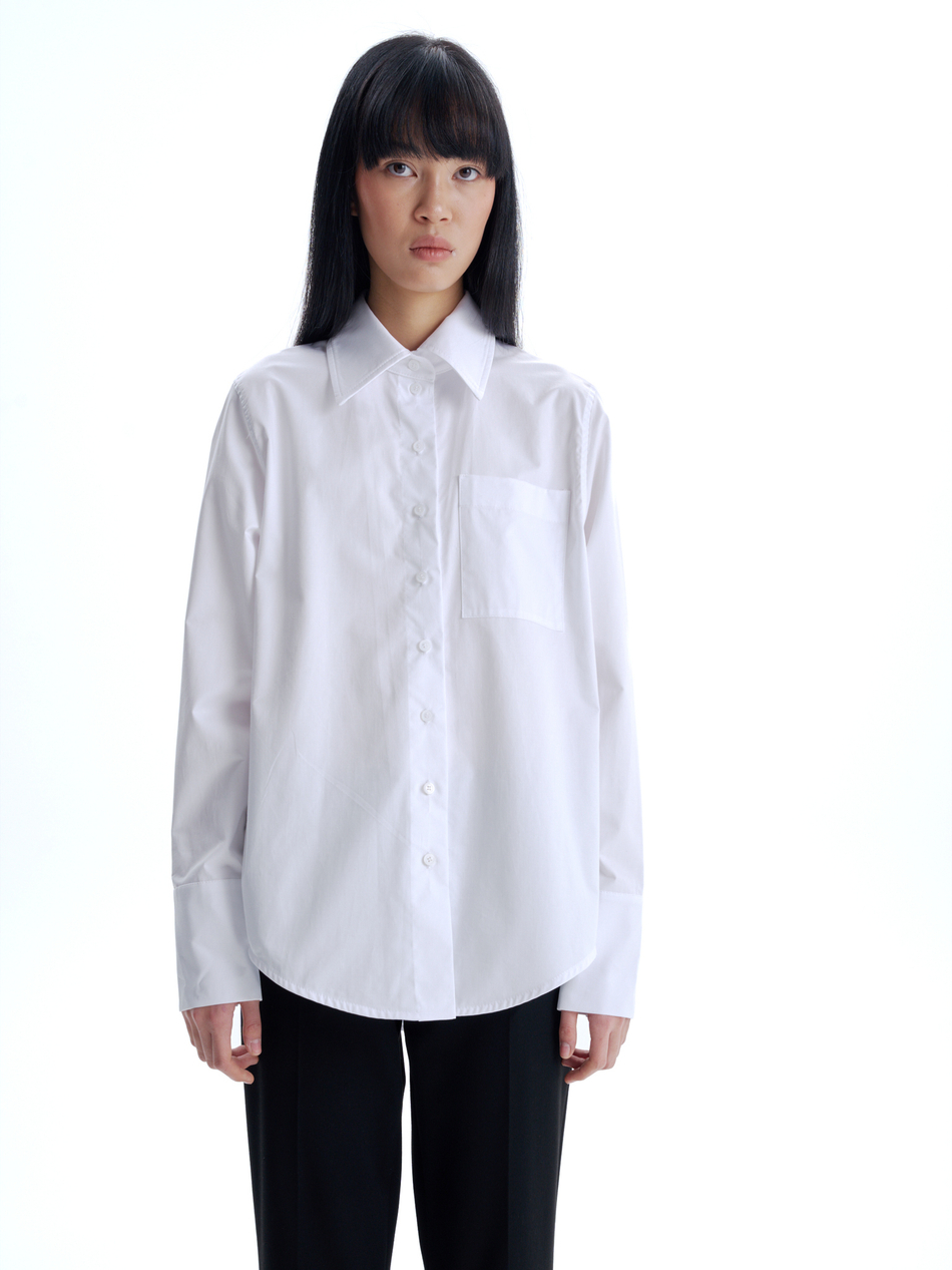 Рубашка с широкими манжетами белая Рубашка с широкими манжетами белая
