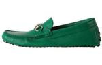 GUCCI Horsebit Leather Casual Shoes Men"s Green