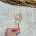 Свеча-топпер цифра «9» в золотом цвете