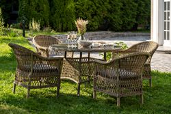 "Дольче" обеденная группа из искусственного ротанга, цвет соломенный