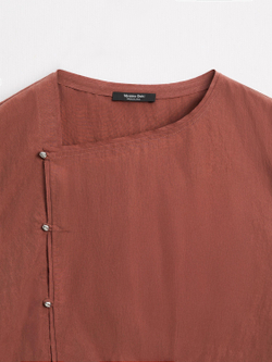 Massimo Dutti Блуза с серебристыми пуговицами сбоку, черепичный